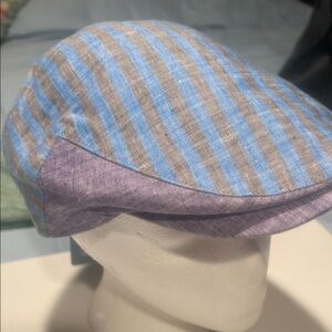 Striped Blue lavender and Gray Flat Cap - Men